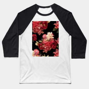 Just Flowers on Black Baseball T-Shirt